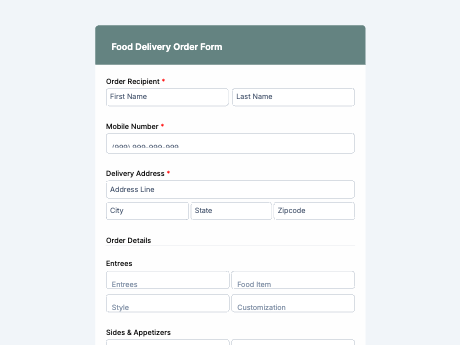 Food Delivery Order Form