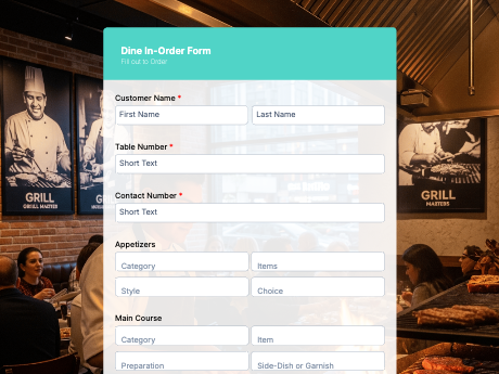 Dine-In Order Form