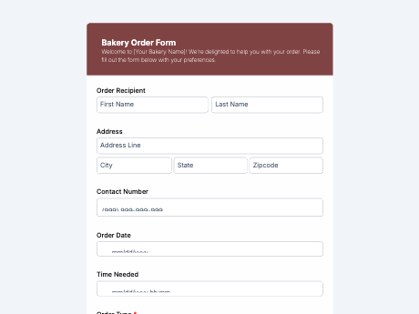 Bakery Order Form