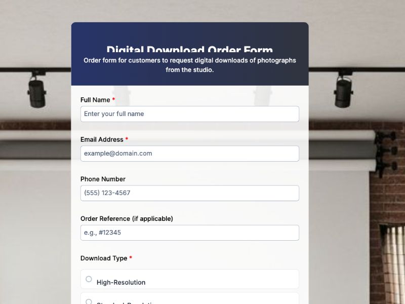 Digital Download Order Form